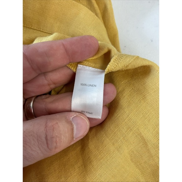 J Jill Love Linen Yellow Shirt Dress Sz L Casual Travel Beach Summer Cruise - Picture 5 of 8